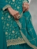 Jacquard chinon sharara suit in Teal colour 66215